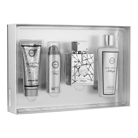 Armaf Sillage Gift Set: Eau de Parfum 105ml+50ml Body Spray+250ml Shampoo+100ml Shower Gel, For Men, 4-Pack