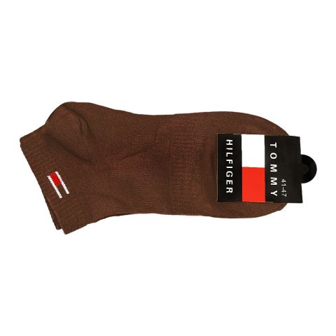 Men's Ankle Socks, Brown, 1-Pair, TOM001