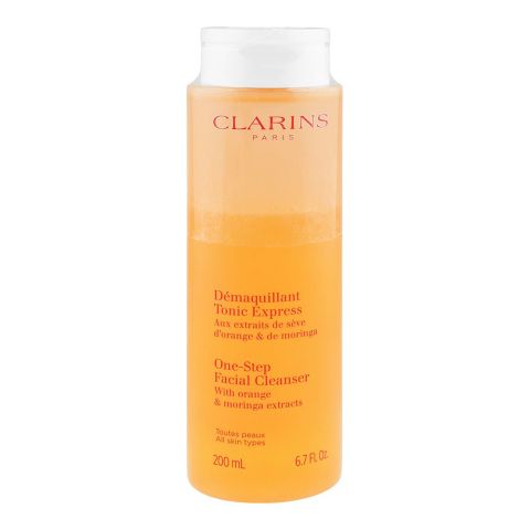 Clarins Paris One-Step Facial Cleanser with Orange & Moringa Extract, For All Skin Types, 200ml
