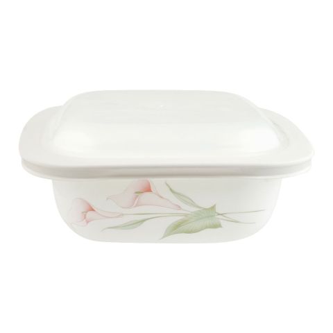 Corelle Square Dish Lillyville With Plastic Lid 1.41L, D-48-LV