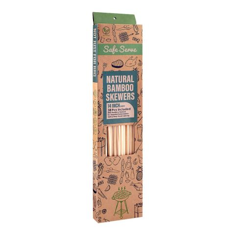 Safe Serve 14" Natural BBQ Bamboo Skewers, 6mm, 38-Pack