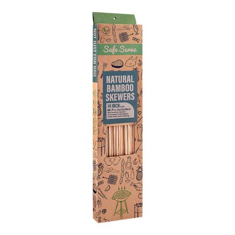 Safe Serve 14" Natural BBQ Bamboo Skewers, 5mm, 48-Pack