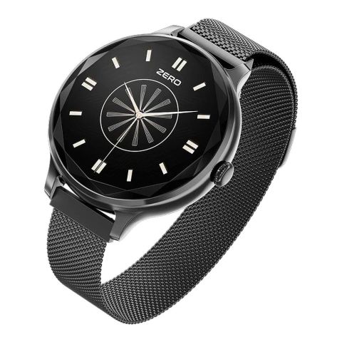 Zero Jewel Smoled Display BT Calling Smart Watch, Black Milannese