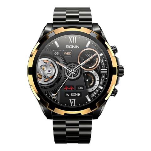 Ronin 1.43 Inch Display Elegant Design Luxe Smart Watch, Black With Chain, R-014