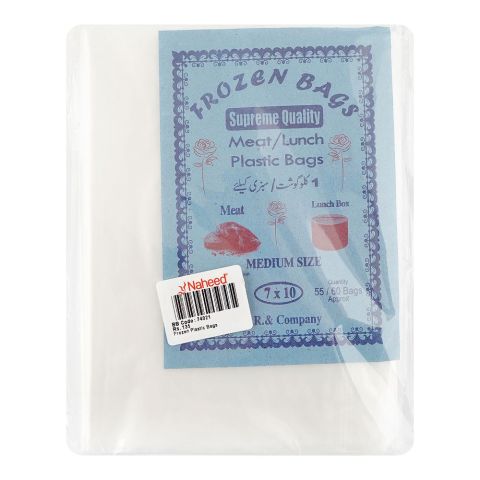 AR Frozen Plastic Bags, Shoppers, Medium, 7x10 inches, 1kg Capacity, White, approx. 55/60 Pieces