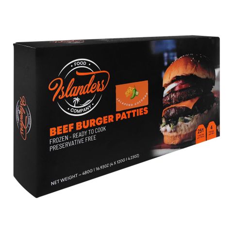 Islanders Jalapeno Cheddar Beef Burger Patty, 4x120g