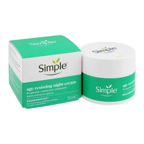 Simple Regeneration 3% Glycerin+Green Tea+Mushroom Age Resisting Night Cream, 50ml