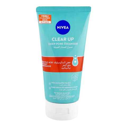 Nivea Clear up Salicylic Acid Sea Salt Niacinamide Deep Pore Cleanser, 150ml