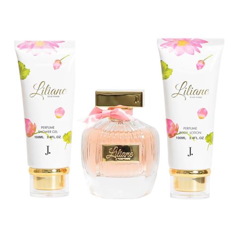 Junaid Jamshed Liliane Pour Femme Set, Eau De Parfum Body Lotion+Shower Gel, For Men, 100ml