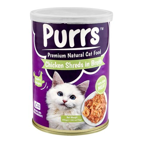Purrs Cat Food Chicken Shreds In Broth, 400g