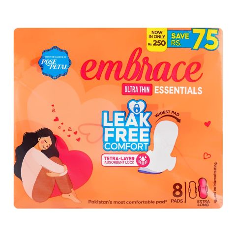 Embrace Essentials Ultra Thin Pads Extra Long, 6-Pack, Save Rs.75/-