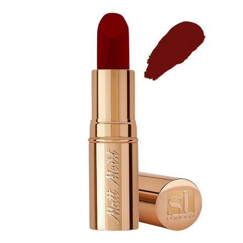 ST London Matte Moist Long Lasting Lipstick, Burgundy Hue, 4.5g