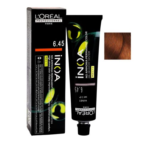 L'Oreal Professionnel Inoa No Ammonia Permanent Hair Colouring Cream, 6.45 Dark Copper Mahogany Blond, 60g