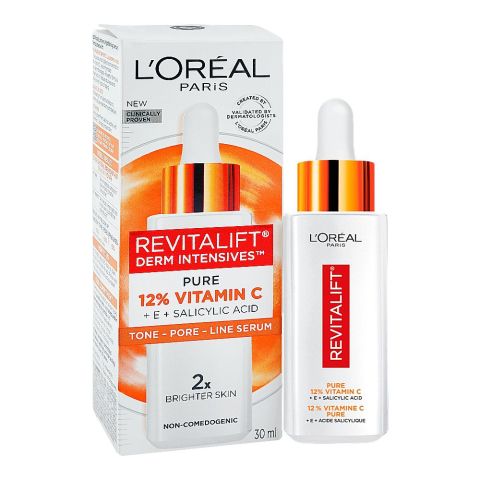 L'Oreal Paris Revitalift Derm Intensives Pure 12% Vitamin C+ E+ Salicylic Acid Line Serum, 30ml