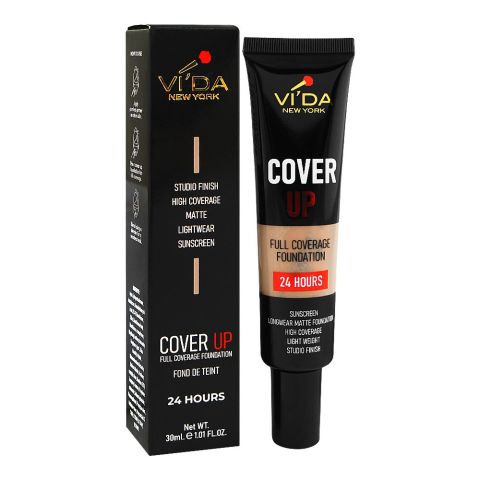Vi'da New York Cover Up Full Coverage Foundation, 199 Warm Nude, 30ml