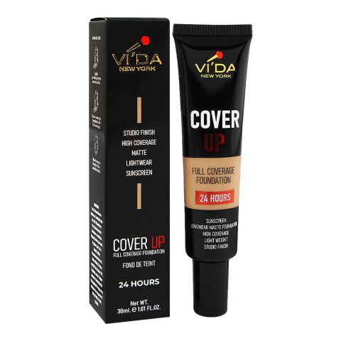 Vi'da New York Cover Up Full Coverage Foundation, 221 Nude Beige, 30ml