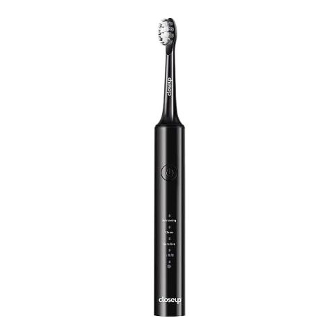 Closeup Sonic Expert 8x Plaque Removal Waterproof Rechargeable Toothbrush, 2 Brush Heads, Black