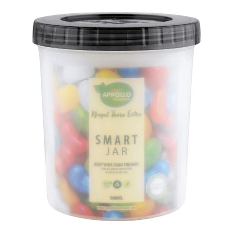 Appollo Smart Jar, BPA Free, Large, Black, 900ml