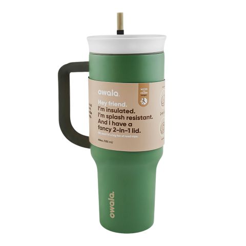 AJF 2-In-1 Lid Tumbler With Straw, Green, 1.18ml