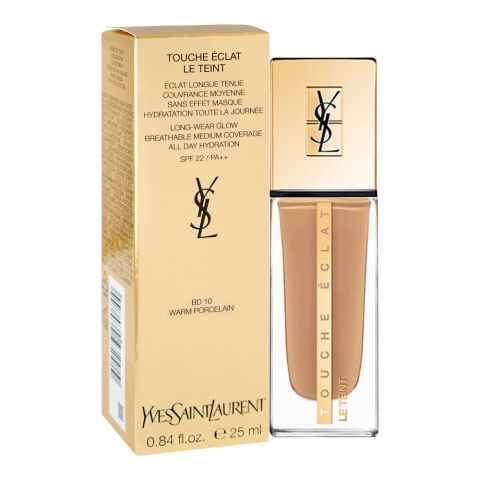 Yves Saint Laurent Touche E'Clat Le Teint Long Wear Glow Foundation, SPF22 PA++ BD10 Warm Porcelain, 25ml