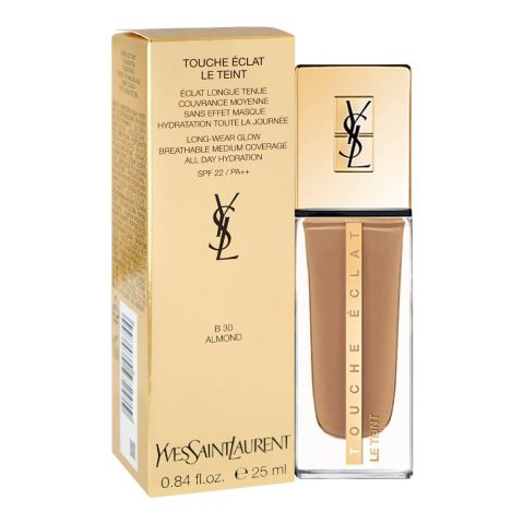 Yves Saint Laurent Touche E'Clat Le Teint Long Wear Glow Foundation, SPF22 PA++ B30 Almond, 25ml