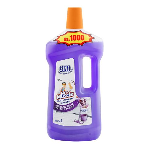 Mr. Muscle Multi-Purpose Cleaner Lavender Scent, 3-In-1, 1 Liter