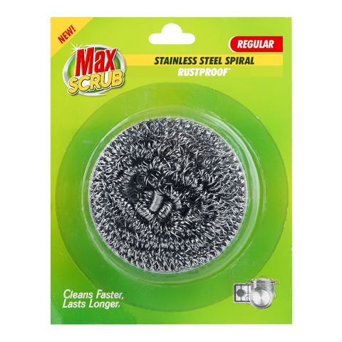 Max Scrub Stainless Steel Spiral, Rust Proof, Regular