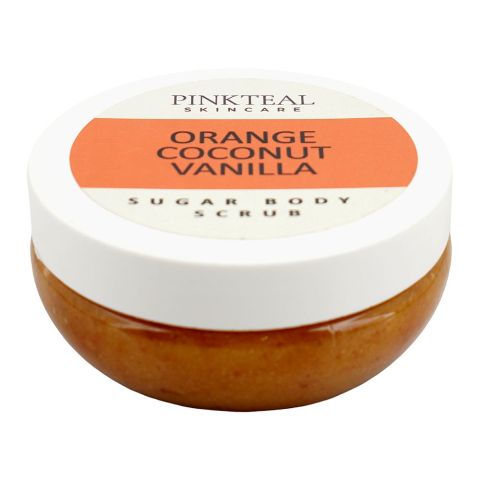Pinkteal Skincare Orange Coconut Vanilla Sugar Body Scrub, Shea & Cocoa Butter, 250g
