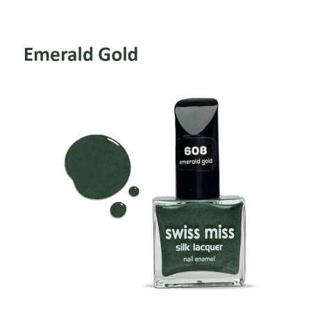 Swiss Miss Silk Lacquer Nail Enamel, 608 Emerald Gold