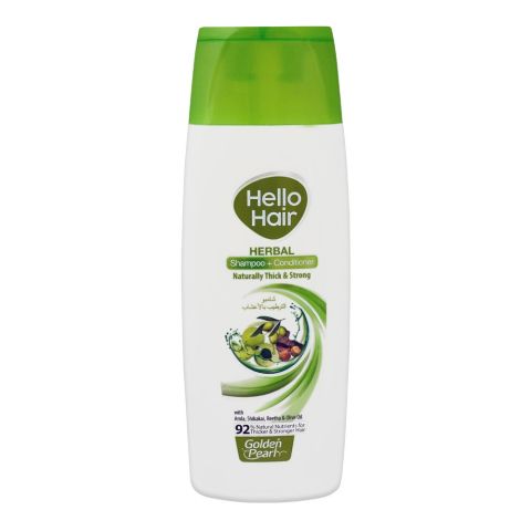 Golden Pearl Hello Hair Herbal Shampoo + Conditioner, Naturally Thick & Strong With Amla, Shikakai, Reetha & Olive Oil, 92% Natural Nutrients For Thicker & Stronger Hair, 385ml