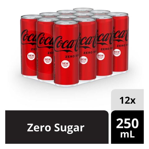 Coca Cola Zero Calories Can 250ml, 12 Pieces