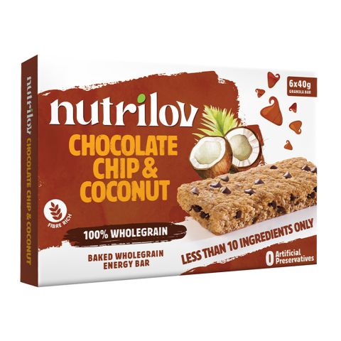 Nutri Lov Granola Bars, Chocolate Chip & Coconut, 6x40g