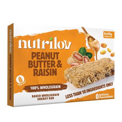 Nutri Lov Granola Bars, Peanut Butter & Raisin, 6x45g