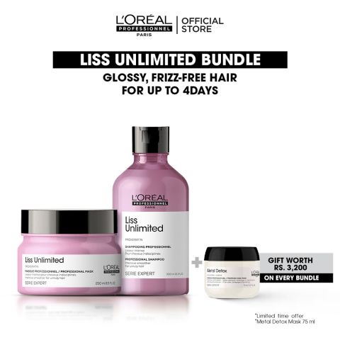 L'Oreal Professionnel Liss Unlimited 300ml Shampoo & 250ml Mask, Bundle Offer