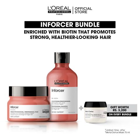 L'Oreal Professionnel Inforcer 300ml Shampoo & 250ml Mask, Bundle Offer