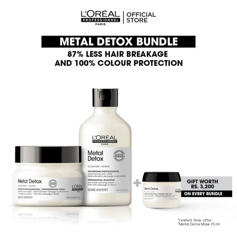 L'Oreal Professionnel Metal Detox 300ml Shampoo & 250ml Mask, Bundle Offer