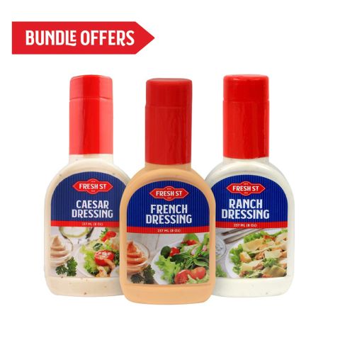 Fresh Street Caesar Dressing + French Dressing + Ranch Dressing, 237ml Each, Salad Dressing Bundle Offer