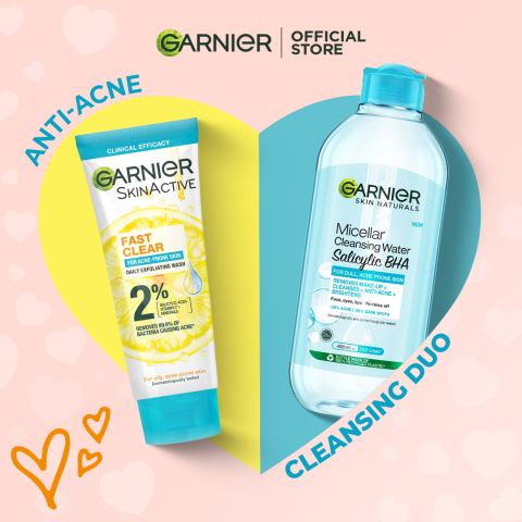 Garnier Anti-Acne Cleansing Duo - Fast Clear Facewash 100ml + Micellar Water 125ml