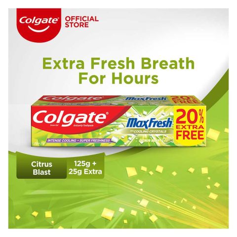 Colgate Max Fresh Green Gel Citrus Blast Tooth Paste, 125g + 20% Extra Free