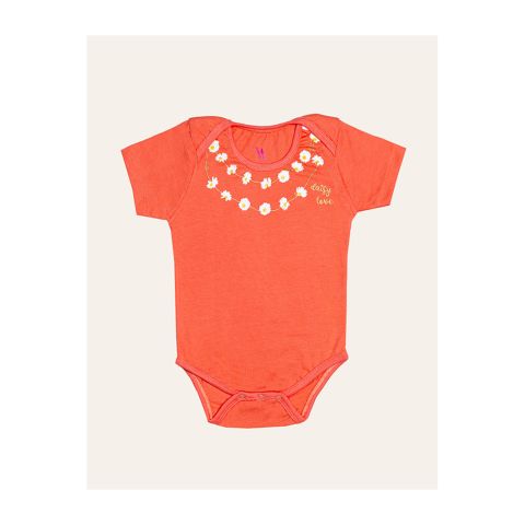 IXAMPLE Girls Peach Peach Necklace Print Bodysuit