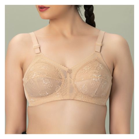 BeBelle Doria Lace Cup/Control Bra, B-Cup, Comfort & Control, Skin, 1577