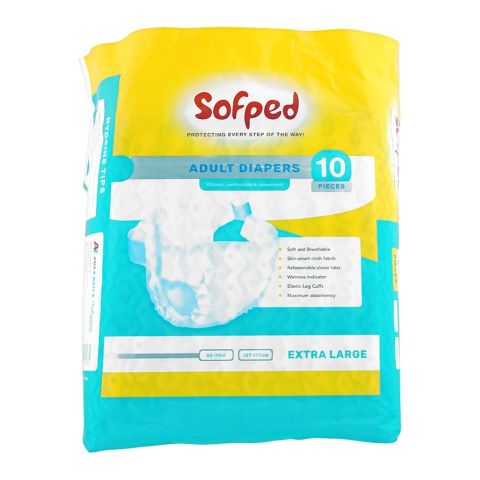 Sofped Adults Diapers, 127-177cm, Extra Large, 10-Pack