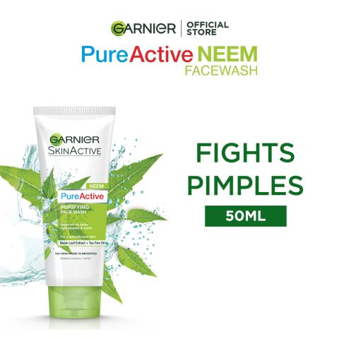 Garnier Skin Active Pure Active Neem Purifying Face Wash, For Normal to Oily Skin, 50ml