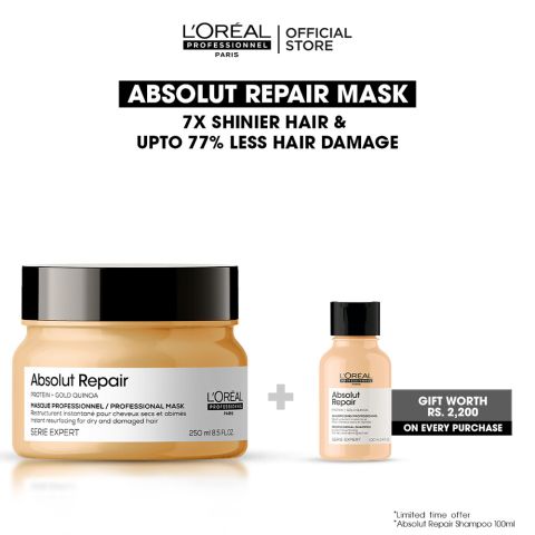 L'Oreal Serie Expert Protein+Gold Quinoa Absolut Repair Dry & Damage Hair Masque, 250ml