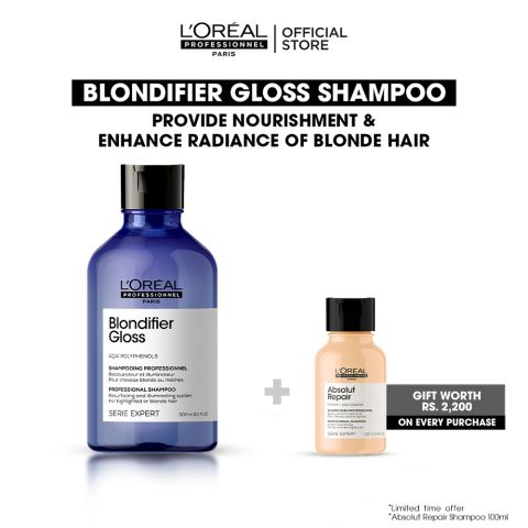 L'Oreal Professionnel Serie Expert Blondifier Shampoo 300 ML - For Highlighted & Bleached Hair With Acai Polyphenols