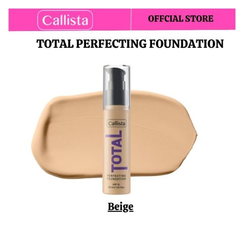 Callista Total Perfecting Foundation, Vegan, SPF 15, Non Comedogenic & Cruelty Free, 30ml, 200 Beige