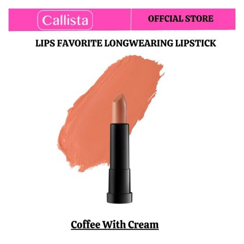 Callista Lips Favorite Longwearing Lipstick, Vegan, Macadamia Oil, Shea Butter & Cruelty Free, 4g, 307 Coffee Cream