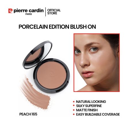 Pierre Cardin Paris Porcelain Edition Blush On, Natural Soft & Blendable, Silky Superfine Powder, 13g, Peach 165