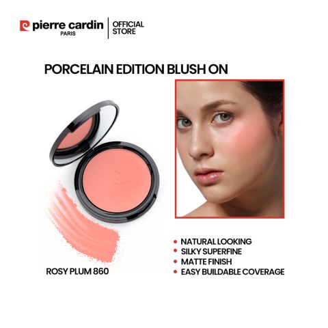 Pierre Cardin Paris Porcelain Edition Blush On, Natural Soft & Blendable, Silky Superfine Powder, 13g, Rosy Plum 860