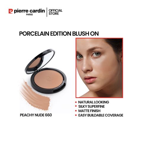 Pierre Cardin Paris Porcelain Edition Blush On, Natural Soft & Blendable, Silky Superfine Powder, 13g, Peachy Nude 660